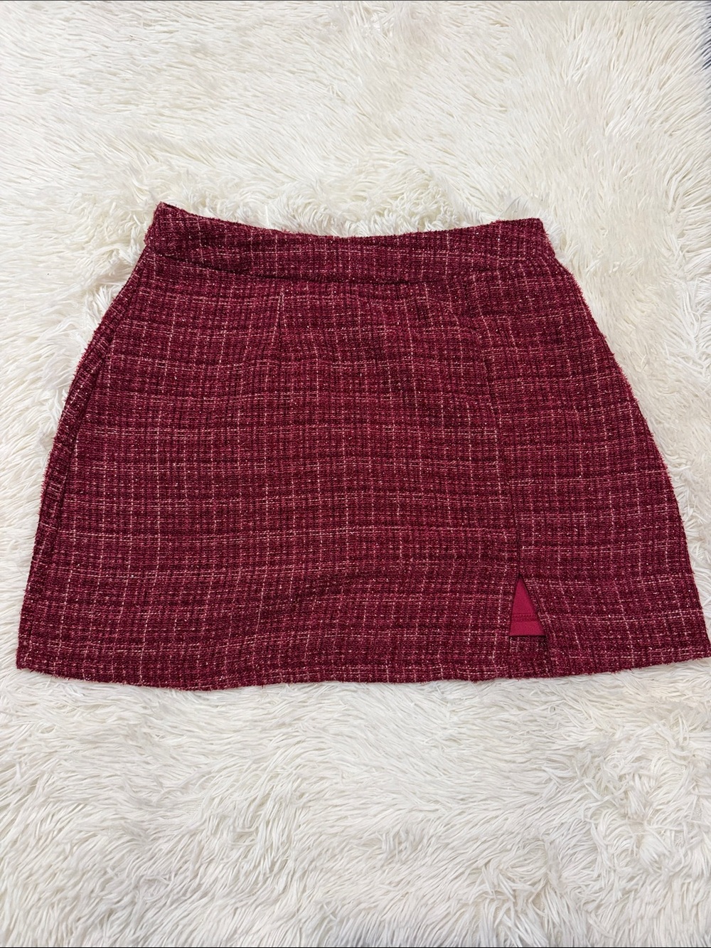 Francesca's Collections Burgundy Tweed Mini Skirt